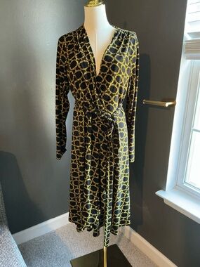 Vicky Tiel black and gold wrap dress, medium